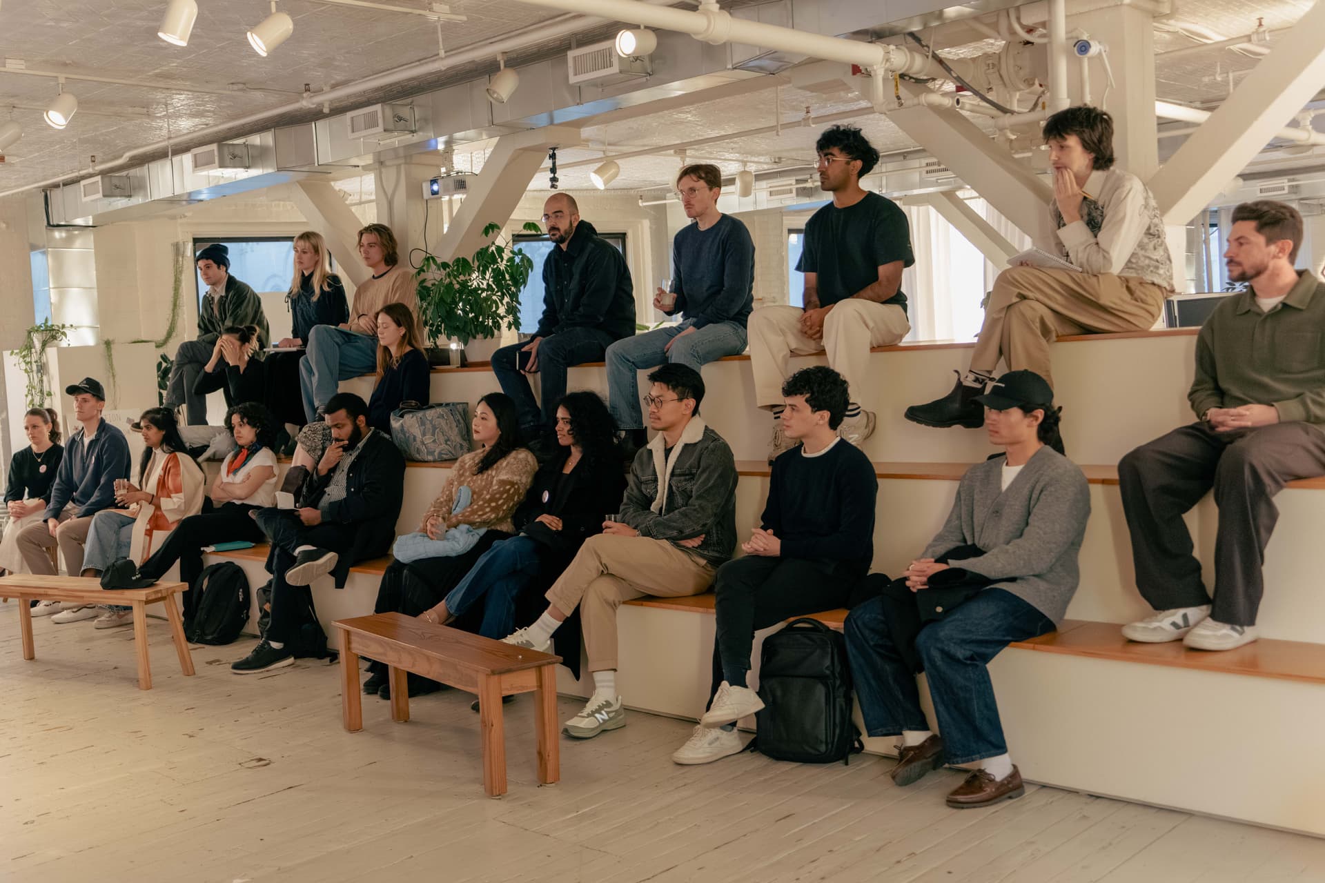 Large audience on tiered seating