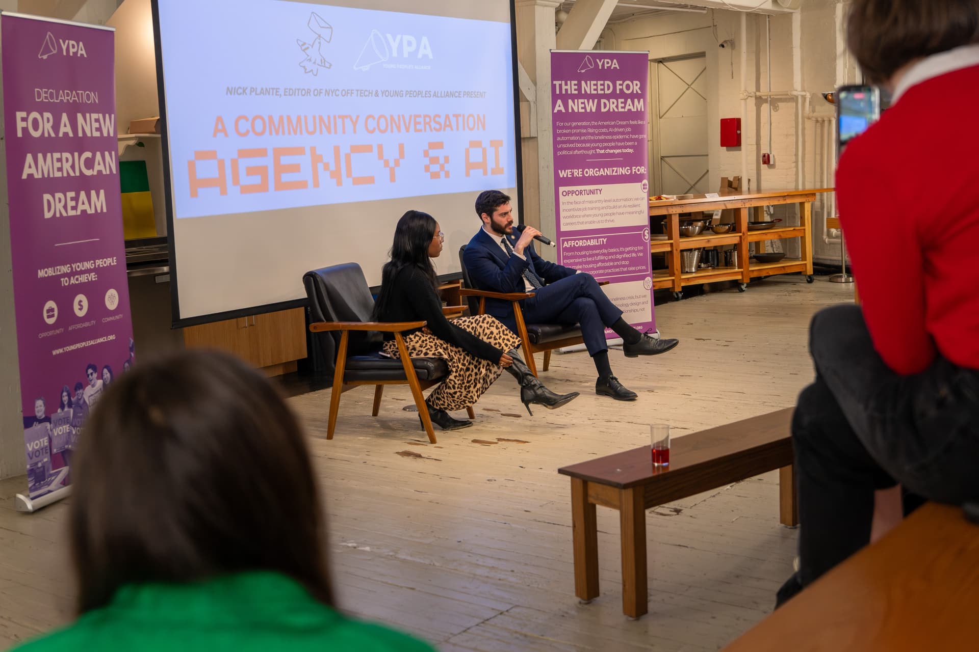 Indoor fireside chat event
